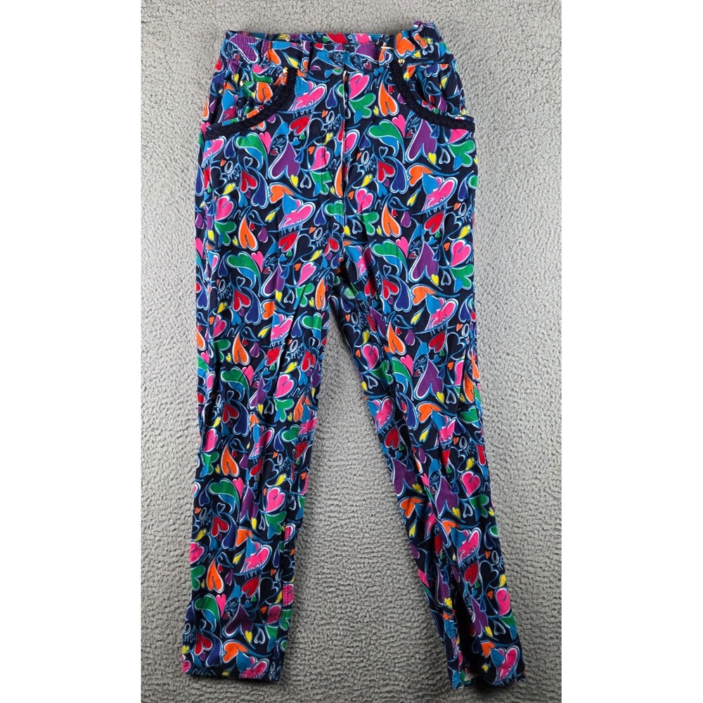 Lilly Pulitzer Vtg Pants Sz 12 Colorful Art-to-Wear HEARTS Corduroy